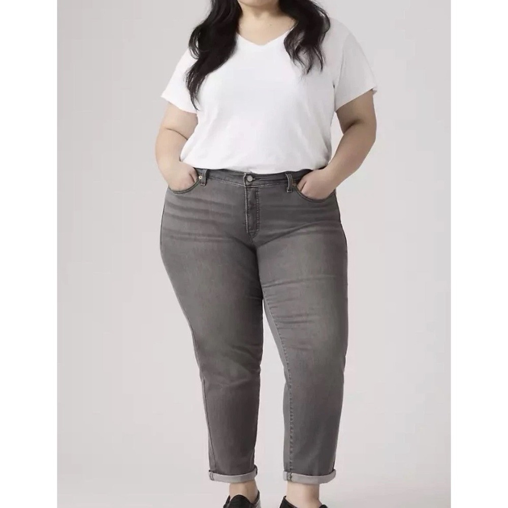 NWT Levi's Boyfriend Jeans Womens 22W Night Is Young (Gray w/black Wash) Levis